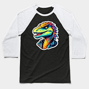 Velociraptor Illustration Baseball T-Shirt